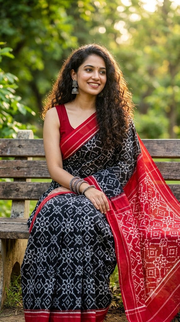 Double ikat telia rumal cotton sarees